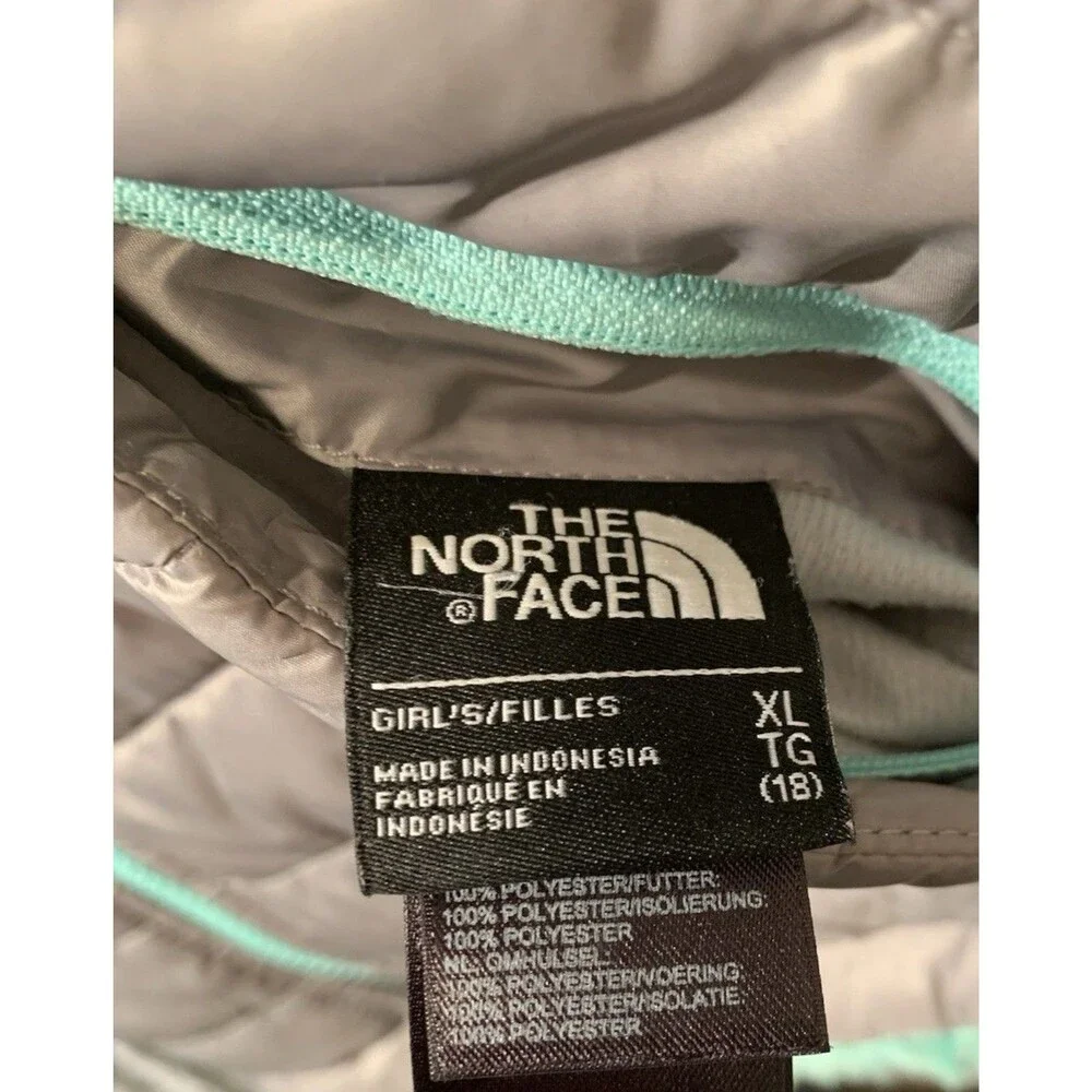 Reversible Jacket Sherpa/Puffer North Face Girls XL-18 Gray/Mint Mossbud Swirl